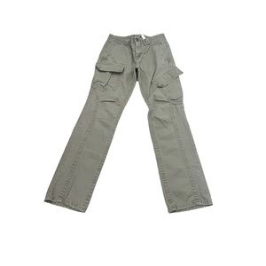 y2k green cargo low rise flare pants